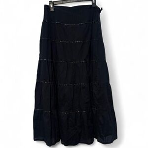 Vintage Y2K long black skirt with‎ sequins and beads med
